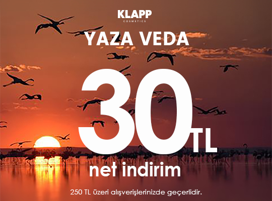 KAMPANYA: YAZA VEDA KAMPANYASI BAŞLADI! 250 TL ve ÜZERİ ALIŞVAERİŞLERİNİZDE 30 TL İNDİRİM BİZDEN HEDİYE!